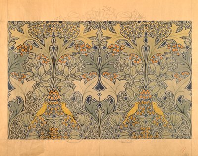 Disegno tessile con uccelli, bacche e fogliame da Charles Francis Annesley Voysey